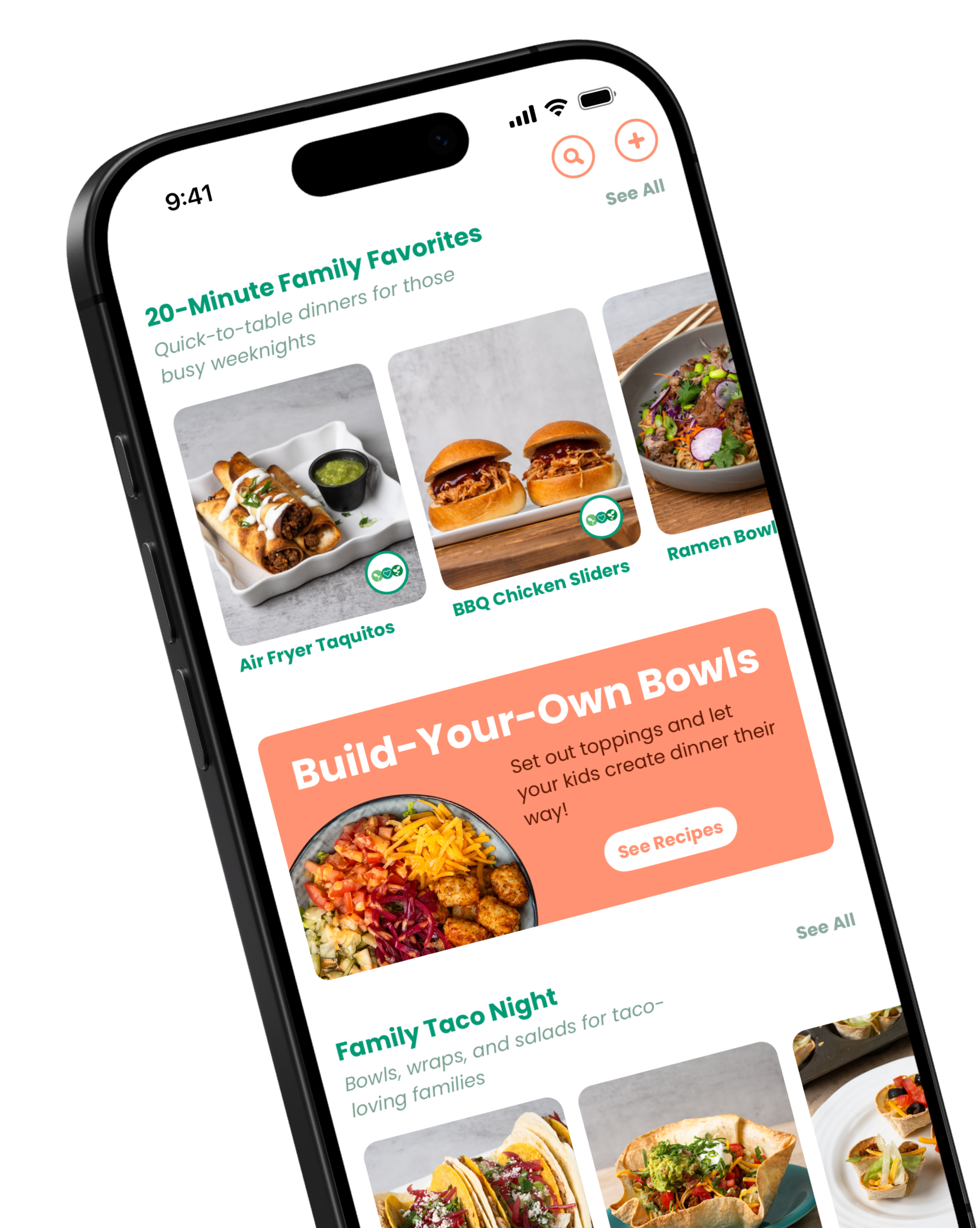 picture of a phone with the app features shown
