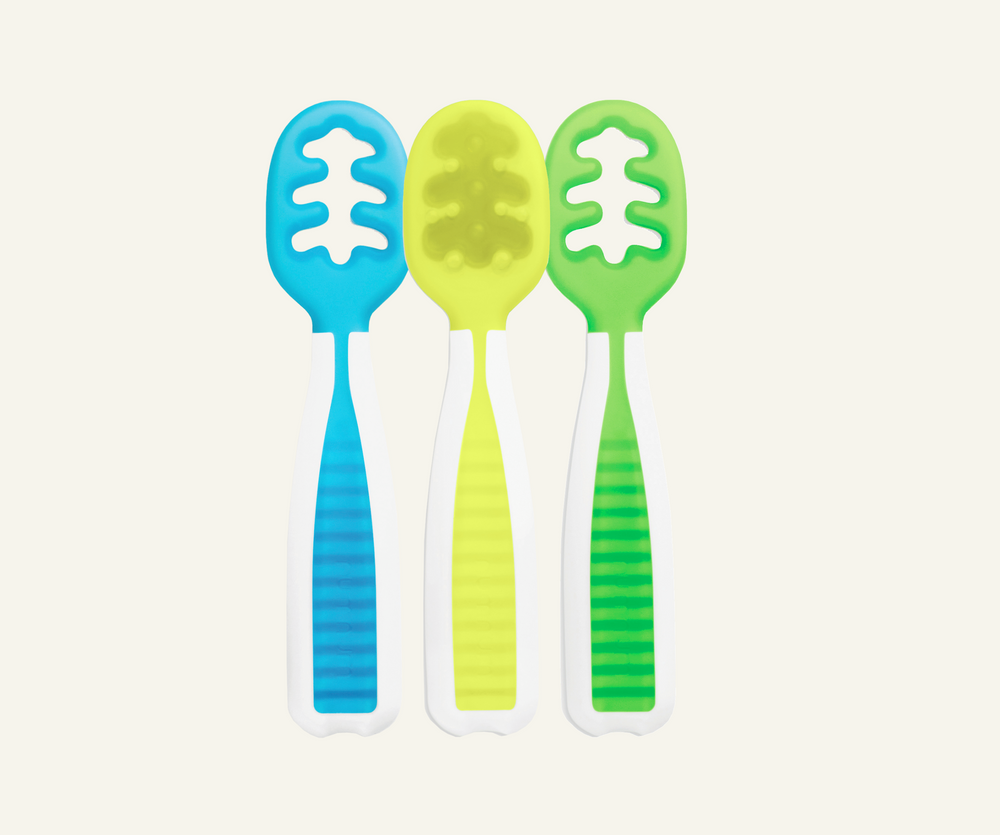 Feeding Littles x NumNum GOOtensil Pre-Spoons | Baby Spoon Set (Stage 1 +  Stage 2) | BPA Free Silicone Self Feeding Toddler Utensils | For Kids Ages  6